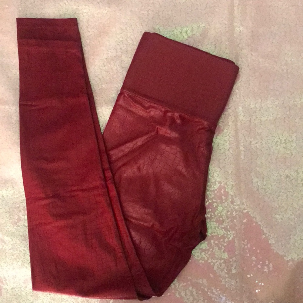 Red Snakeskin Takara Shine High Waisted Leggings